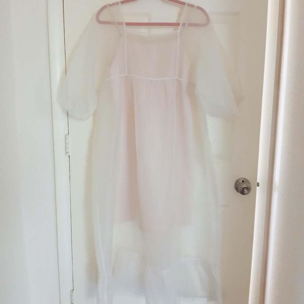 Elegant Sheer White Maxi Dress